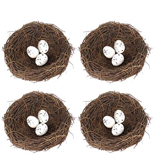 VALICLUD 24st Foam Bird Egg Frühlingsdekoration Stütze Nest Deko Korb Osterfestdekorationen Eier Künstliche V?Gel Nisten Vogelneststopper Miniatur Vogelnest Hasenanzug Suite Rattan Bambus von VALICLUD