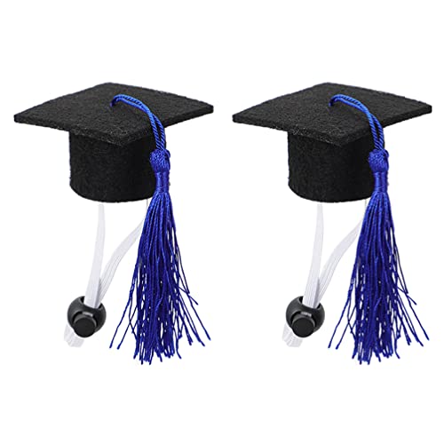 VALICLUD 2Pcs Pet Graduation Caps Mini Abschlusshut für Katzen Einstellbare Kleine Hunde- Abschlusskappen Pet Supplies Abschlussgeschenk 2022 Abschlussdekoration (Blau) von VALICLUD