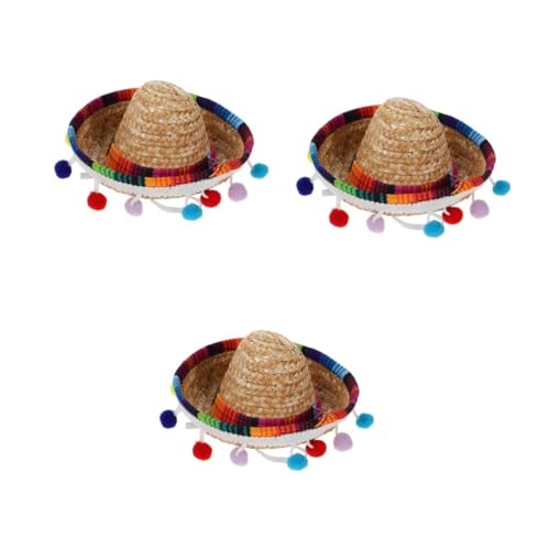 VALICLUD 3 Stück Mexikanischer Hut Hüte Für Katzen Tag Der Toten Hut Sombrero Kleiner Mini Hut Für Hund Mexikanische Themenparty Dekorationen Mini Sombreros Katzenhut Fiesta Party von VALICLUD