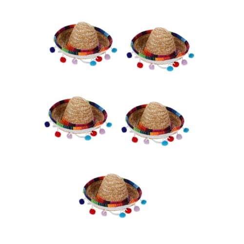 VALICLUD 5 Stück Mexikanischer Hut Mini Mexikanische Sombrero-hüte Hut Für Katze Mini-Zylinder-Stirnband Cinco De Mayo-Dekorationen Sombrero-stirnbandhüte Hut-Stirnband Partyhut Polyester von VALICLUD