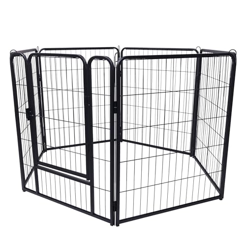 VANCHEMO Freilaufgehege Hund 6-teilig Welpenlaufstall Hundelaufstall 80cm hoch Hundezaun mit Türen Freigehege für Innen und Outdoor Tierlaufstall Hunde(6 Gitterplatten je 65 x 80 cm) von VANCHEMO