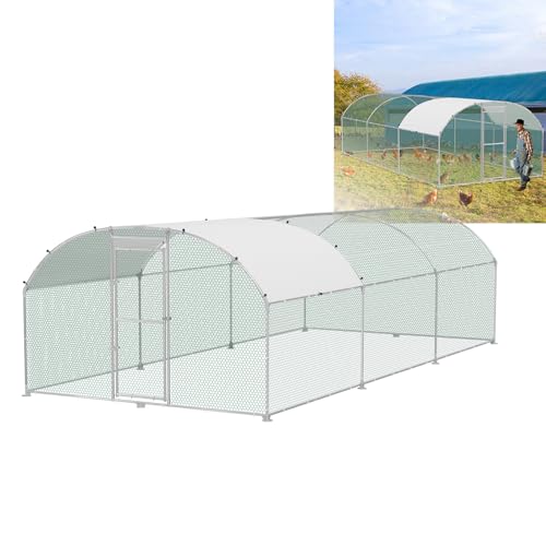 VANCHEMO Kuppeldach Hühnerstall 300x600x200cm Freilaufgehege Käfige Verzinkter Stahl Hühnerhaus Hühnergehege Ställe mit Sonnenschutzdach und Tür, Geflügelstall für Kleintiere und Haustierkäfig VANCHEMO Kuppeldach Hühnerstall 300x600x200cm Freilaufgehege Käfige Verzinkter Stahl Hühnerhaus Hühnergehege Ställe mit Sonnenschutzdach und Tür, Geflügelstall für Kleintiere und Haustierkäfig von VANCHEMO