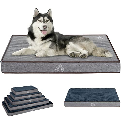 VANKEAN Hundebett-Kistenmatte, wasserdichtes Innenfutter, abnehmbarer, maschinenwaschbarer Bezug (kühl und warm), Hundebett für Kiste, marineblaue Hundebox von VANKEAN