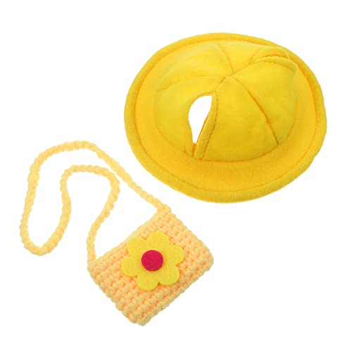 VANZACK 1 Satz Kaninchen-Rucksack-Hut Hasenmützen Hundemütze Halloween Party Kappe Cowgirl Tasche Für Haustierkaninchen Stroh Haustier-Kopfbedeckung- Hasenkragen Kostüm Garn Yellow von VANZACK