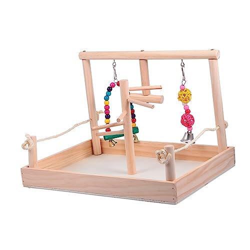 VANZACK Papageien-schaukelleiter-ständerpfosten-Set Aus Natürlichem Holz für Vogelspielzeug Papageien-Spielplatz Schaukel Papageien-spielzeugständer für Conure-sittiche Nymphensittiche von VANZACK