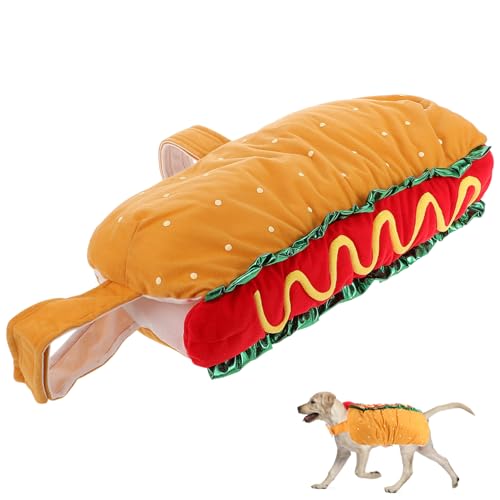 VANZACK 1 Stück Verwandlungskostüm Für Haustiere Hot-Dog-kostüm-Haustier Retriever Haustierbedarf Haustierpflegeset Hunde-Pyjama Dackel Kostüm Halloween-hundekleidung Polyester Orange von VANZACK