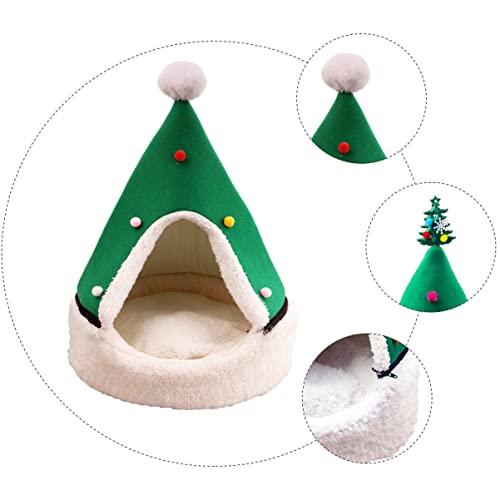 VANZACK 1stk Weihnachtshaustiernest Katze Schlafsack Weihnachten Kleine Hundehütte Winterliche Katzenhöhle Katzen Wärmebett Zelte Warmes Bett Druckfester Hochelastischer Schwamm von VANZACK