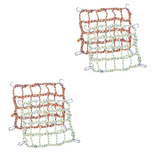 VANZACK 2 Sets Hängemattennetz Papageiennetz Plattform Vogelleitern Für Nymphensittiche Kleintier-Hängematte Vogelspielzeug Für Sittiche Papageienseil Kletterspielzeug Ratte von VANZACK