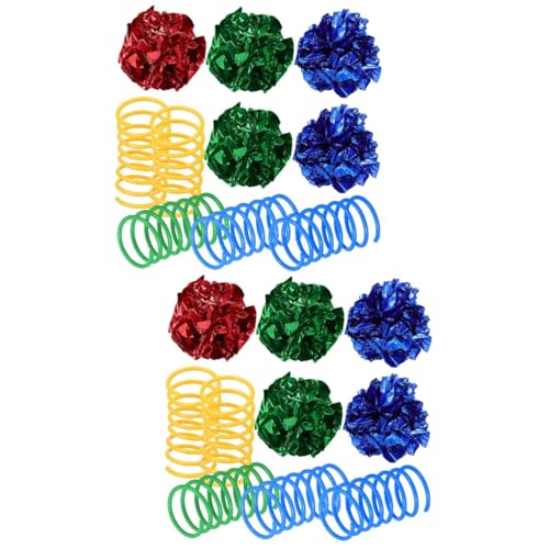 VANZACK 2 Sätze Katzenspielzeug Knisterbälle klein Kätzchen Spielzeug Spielzeuge Katzenfeder-Spielzeugspirale Knisterbälle für Katzen die Katze Hauskatze Katzentunnel Katzenball Plastik von VANZACK