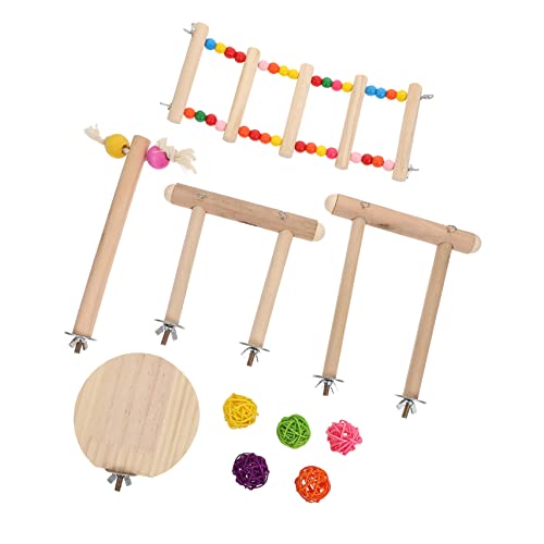 VANZACK 2 Sätze Papagei Spielzeug Barsch aus Papageienholz Papageienspielzeug Vogelspielzeug holzspielzeug Spielzeuge Spielset aus Holz Spielzeug für Papageienkäfige Haustier Spielzeug von VANZACK