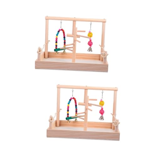 VANZACK 2 Sätze Sittich Vogelkäfig Vögel Spielzeug Papageienbissspielzeug Vogel Hängendes Spielzeug Vogelkäfig Spielständer Kleines Vogelspielzeug Holz Vogel Papageienkäfig Hölzern Kauen von VANZACK