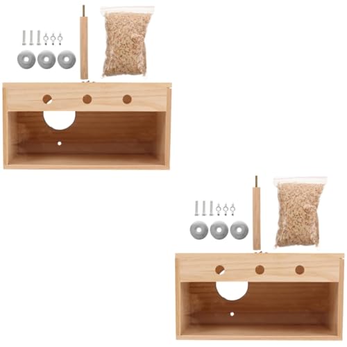 VANZACK 2Er-Box Papageien Zuchtbox Balkon vogelhaus vogelhäuser für Balkon Holz Vögel Spielset aus Holz Vogelspielzeug für Sittiche Garten Nisthaus Massivholz Terrarium Plugin Zubehör von VANZACK