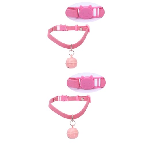 VANZACK 2St Katzenhalsband Katzenzubehör Haustier Wanderzubehör Hundehalsband klein für -Spaziergänge in zartem Rosa Welpe Kragen die Katze Katzenglocke von VANZACK