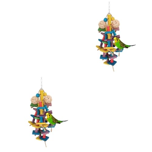 VANZACK 2St Papageienkäfigspielzeug Papageienbissspielzeug Haustier Beißspielzeug vogelschaukel papageienspielzeug Parrot Toys Spielzeuge Vogelspielzeug Vögel die Schaukel Leiter Hölzern von VANZACK