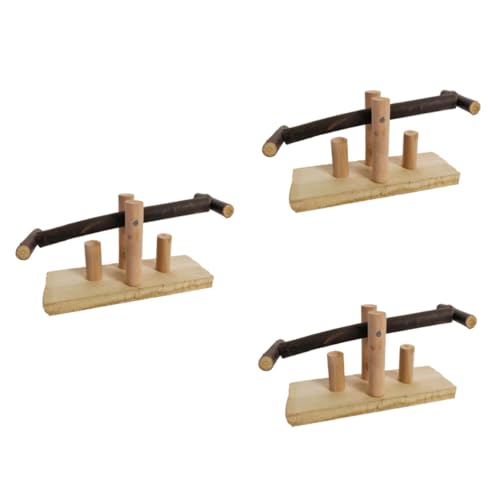 VANZACK 3 STK Papageienwippe Holzspielzeug Schaukelspielzeug Wooden Toys holzspielsachen Spielset aus Holz Spielzeuge Papagei Wippe Spielzeug Wippe aus Holz beissen aufstehen Hölzern von VANZACK