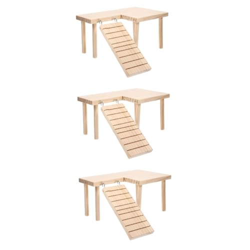 VANZACK 3 Sätze Hamsterkäfig Hamster häuschen Hamster Spielzeug Hamster-Kletterspielzeug Kleiner Schreibtisch aus Holz für Käfige für Meerschweinchen Haustierzubehör Plattformspielzeug von VANZACK