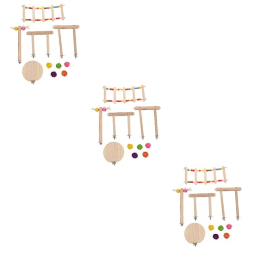 VANZACK 3 Sätze Papagei Spielzeug Hasenspielzeug aus Holz Vogelzähne Knirschen Spielzeug Vogelspielzeug holzspielzeug Spielset aus Holz Spielzeuge Haustier Spielzeug sicheres Beißspielzeug von VANZACK