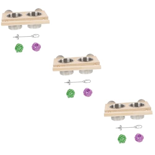VANZACK 3 Sätze Papagei Vogelfütterung Papageien-fütterungsbecher Edelstahlbehälter Vogelfütterungsbecher Behälter Für Lebensmittel Behälter Für Haustierfutter Hölzern Vogelkäfig Vögel von VANZACK