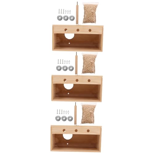 VANZACK 3Er-Box Papageien Zuchtbox Vogelkäfig Outdoor-Spielsets Vogelnester Birdcage bird cage Vogelnest aus Holz Vogelhaus aus Holz munia Vögel Plugin Zubehör kleiner Papagei hölzern von VANZACK