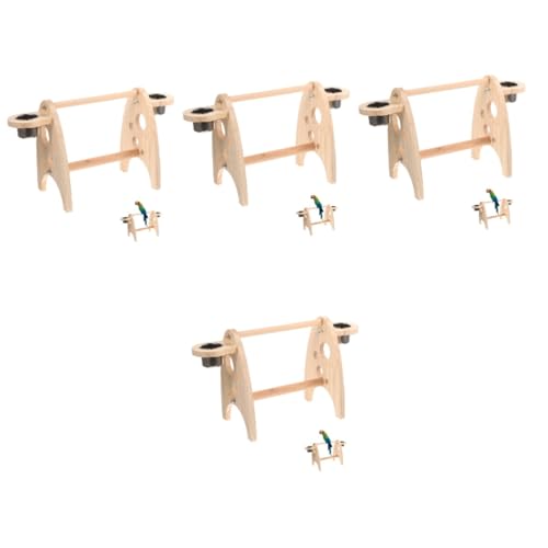 VANZACK 4 Sätze Papageienzubehör Liebe Vogelfutterschale Swish schaukeln Spielzeug Spielset aus Holz Sittich Barsch Ständer Vogel-Trainingsständer Schreibtisch Vogelkäfig Futternapf Vögel von VANZACK