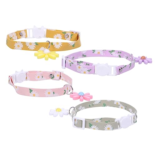 VANZACK 4 Stück Haustierhalsband Hamsterschaufel Kätzchenhalsband Verstellbares Welpenhalsband Haustier Katzenhalsband Schmuckhalskette Hase Halskette Hund Gänseblümchen Zubehör Baumwolle von VANZACK