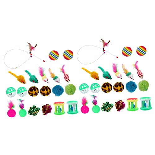 VANZACK 2sets Katzenspielzeug Set Katzenteaser Katzen Necken Spielzeug Katzenspielzeug Liefert Interaktives Spiel 20pcs * 2 von VANZACK