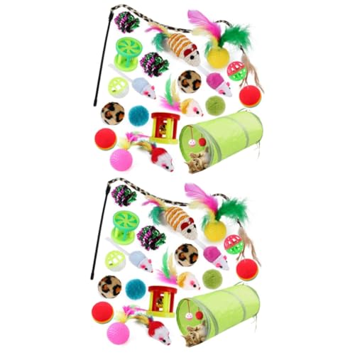 VANZACK 42 STK Katzenspielzeug Interactive cat Toy Katzen Spielzeug Sets Katzen Angel Set Katze necken Stock Katzen-Teaser Plüschtier Spielzeuge Haustierzubehör kauen Katzenball von VANZACK