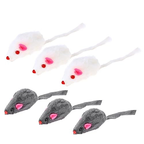 VANZACK 6pcs Plüsch Mäuse Spielzeug Katze Teaser Mäuse Interaktive Sound Quietsch Spielzeug für Haustier Katzen von VANZACK