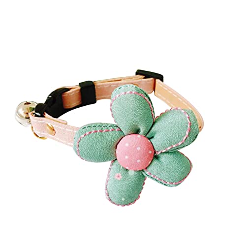 VANZACK Verstellbares Blumenhalsband Glocken-haustierhalsband Für Katzen Und Hunde Großes Blumendesign Grün Größe S von VANZACK