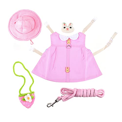 VANZACK Haustierkostüm Set Für Kleine Haustiere Bunny Weste Mit Leine Und Tragetasche Für Hunde Und Katzen Outfit Für Chihuahua Mops Und Meerschweinchen von VANZACK