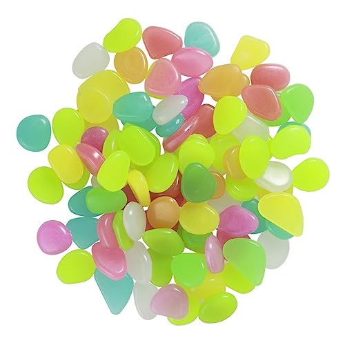 VANZACK Leuchtende Kieselsteine Für Aquarium Dekoration Glow The Dark Pebbles Für Fischteich Und Garten Bunte Mischfarben Nachtleuchtende Steine von VANZACK