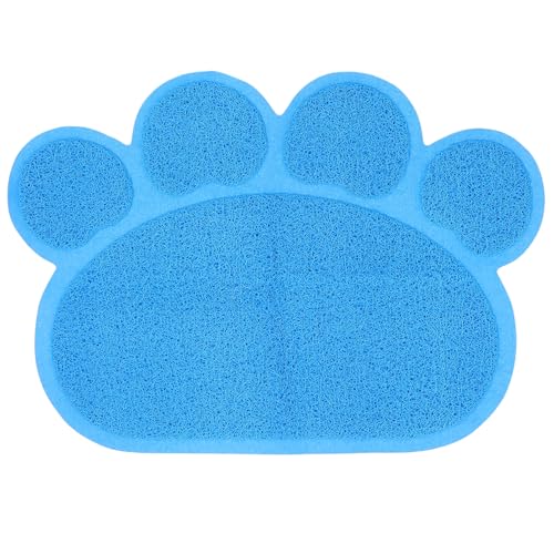 VANZACK Pfotenförmige Katzentoilettenmatte Niedliche Katzentoilettenmatte rutschfeste Napfschalenmatten Halten Den Boden Sauber 23 58 X 17 5 cm. 68 Zoll Himmelblau von VANZACK