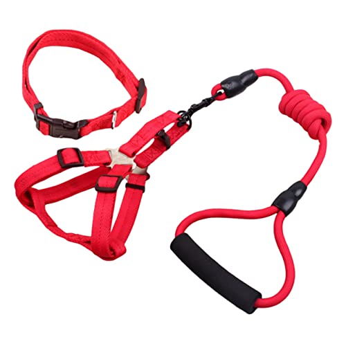 VANZACK Haustier-leinen-Set 3-teilig Hundehalsband 120 cm Leine Rot Starker Bequemer Griff von VANZACK