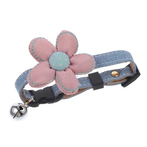 VANZACK Verstellbarer PU-Kragen Hundehalsband -PU- Katzenhalsband personalisiert Halskette pet Bell necklack Blumenhalsband für Haustiere der Hund die Klingel Garfeld Rosa von VANZACK