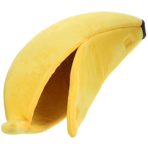 VANZACK Haustierbett in Bananenform Weiche Baumwolle für Hunde Welpen und Katzen Warmes Bett Leicht Zu Reinigen Gelb von VANZACK