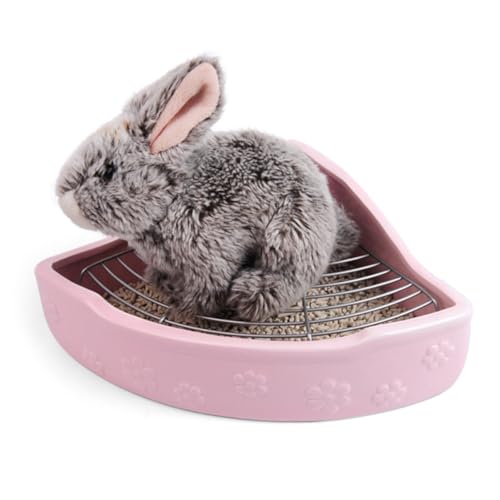 VANZACK meerschweinchen Toilette Humor Toilette Toilettenschild Rattenstreu Federschmuck Cartoon-Fischerhut Bunny hasenscheisse Garbage Toilettenbecken für Haustiere Kaninchentoilette Rosa von VANZACK