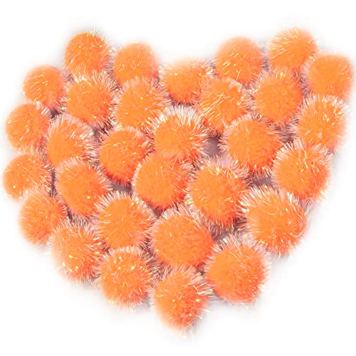 VAPKER 30 Stück Katzenball-Spielzeug, glitzernde Bälle, extra groß, 5,1 cm, Lieblingsjagd-Glitzerball, Lametta, Pompons, Bälle, Orange von VAPKER