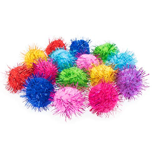 VAPKER 30 Stück 1.5" Sparkle Balls Katze Lieblingsspielzeug Tinsel Pom Pom Poms Glitter von VAPKER