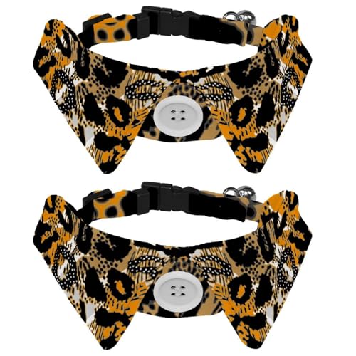 2 Stück Katzen- und Hundefliege Verstellbarer Halsband für Haustiere Fliege Smoking Formale Nackenband für Jungen Mädchen Welpen Kätzchen Hochzeit Geburtstag - Leopard Hauttextur von VAPOKF