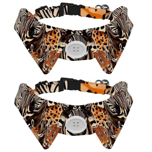 2 Stück Katzen- und Hundefliege Verstellbarer Halsband für Haustiere Fliege Smoking Formale Nackenband für Jungen Mädchen Welpen Kätzchen Hochzeit Geburtstag - Wild Zebra Tiger Tiere mit von VAPOKF