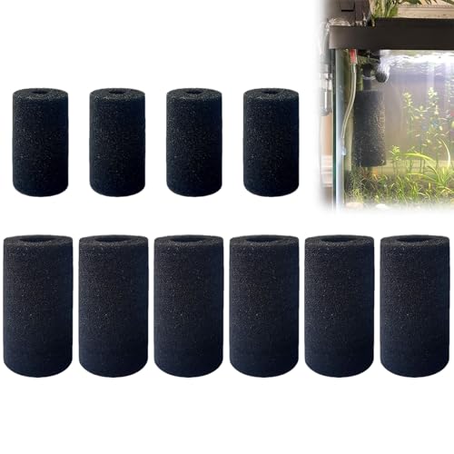 VARKAGE 10 Stück Filterschwamm Aquarium, Vorfilter-Schwamm Aquarium Filter Zubehör, Vorfilter Aquarium Rund Filterschwamm für Fisch Garnelen (Schwarz) von VARKAGE