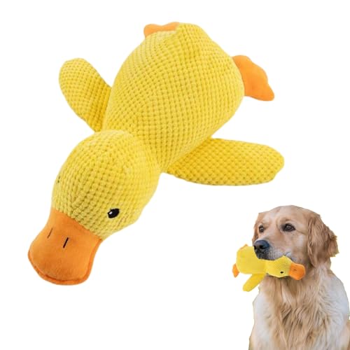 VARKAGE Anti Stress Ente, Süße Spielzeugente Für Hunde, Anti Stress Ente Für Hunde, Klingendes Plüsch-Hundespielzeug Für Kleine Hunde, Niedliches Cartoon-Hundespielzeug (Gelb: 25cm) von VARKAGE