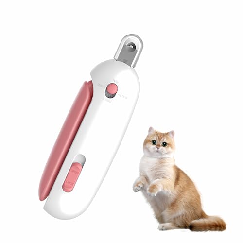 VARKAGE Katzen Krallenschneider Hilfe, Katzen Nagelschere, Katzenkrallen Schneider with Nail File and Splash-Proof Protection Device, Professional Pet Claw Scissors für Medium Small Pets (Rosa) von VARKAGE