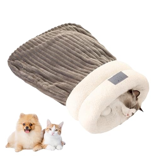 VARKAGE Katzenschlafsack,Katzen Schlafsack,Cat Winter Sleeping Bag,Schlafsack für Katzen,Pet Sleeping Bag for Indoor Cats and Small Dogs(M(44 * 37cm),Graublau) von VARKAGE