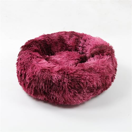 VBBZYGF Purple red,Flauschiges rundes Anti-Rutsch Plüsch Katzenbett von VBBZYGF