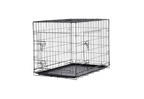 VBChome Hundekäfig 107 x 69 x 75 cm Schwarz Hundebox Faltbar Zuchtkäfig Langlebige Konstruktion Hundeträger Ausziehbarer Boden Zwei Türen Griff von VBChome