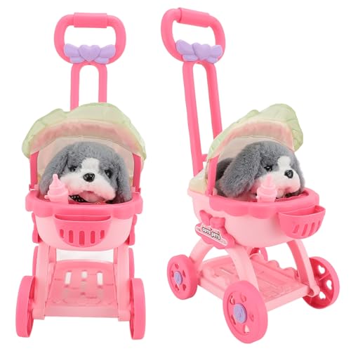 VBESTLIFE Kinder Push Walker Puppenwagen, Schiebespielzeug für Kinder, Rollenspielhund, Großer Schiebewagen, Lernspielzeug für und Mädchen (Heiser) von VBESTLIFE