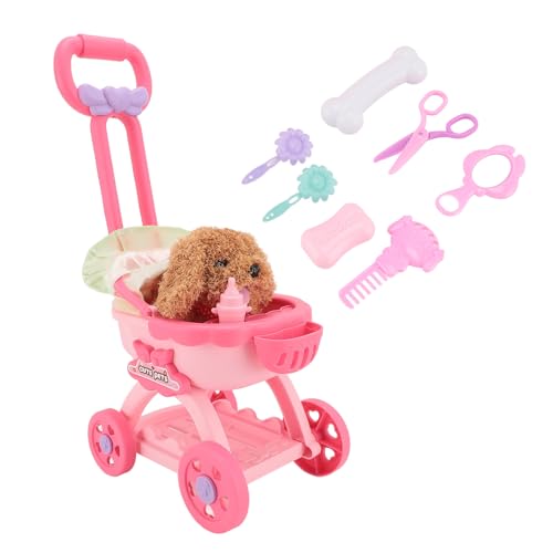 VBESTLIFE Kinder Push Walker Puppenwagen, Schiebespielzeug für Kinder, Rollenspielhund, Großer Schiebewagen, Lernspielzeug für und Mädchen (Teddy) von VBESTLIFE