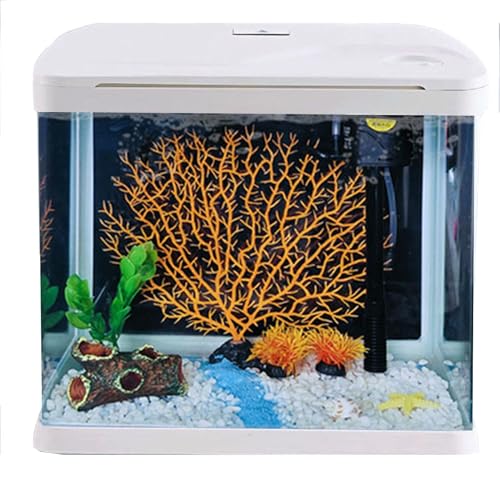 Aquarium-Sets Kleines Aquarium Für Den Schreibtisch Mit Filter Und Licht Süßwasser & Salzwasser Set Für Kampffischaquarien Dekoration Für Büro & Zuhause,B,210X155X245mm von VBVARV