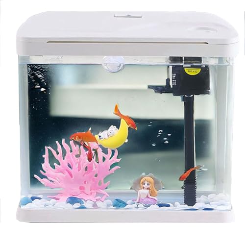 Aquarium-Sets Kleines Aquarium Für Den Schreibtisch Mit Filter Und Licht Süßwasser & Salzwasser Set Für Kampffischaquarien Dekoration Für Büro & Zuhause,C,210X155X245mm von VBVARV